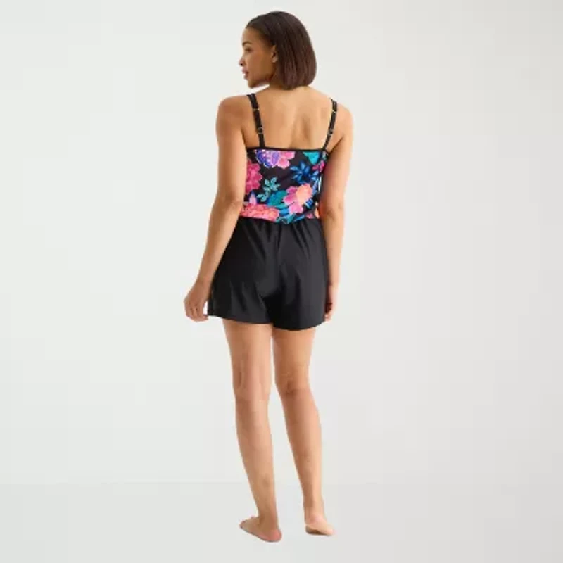 Sonnet Shores Womens Floral Swim Romper