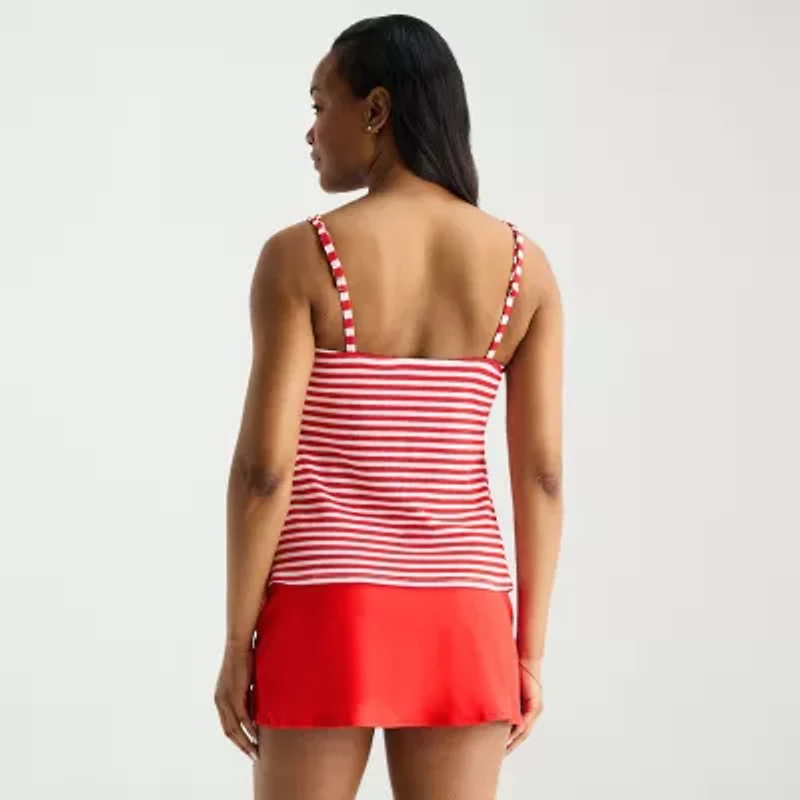 Liz Claiborne Womens Striped Tankini Swimsuit Top