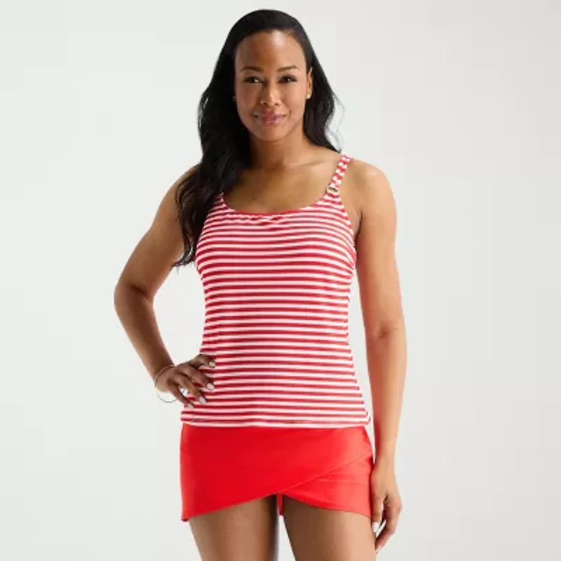 Liz Claiborne Womens Striped Tankini Swimsuit Top