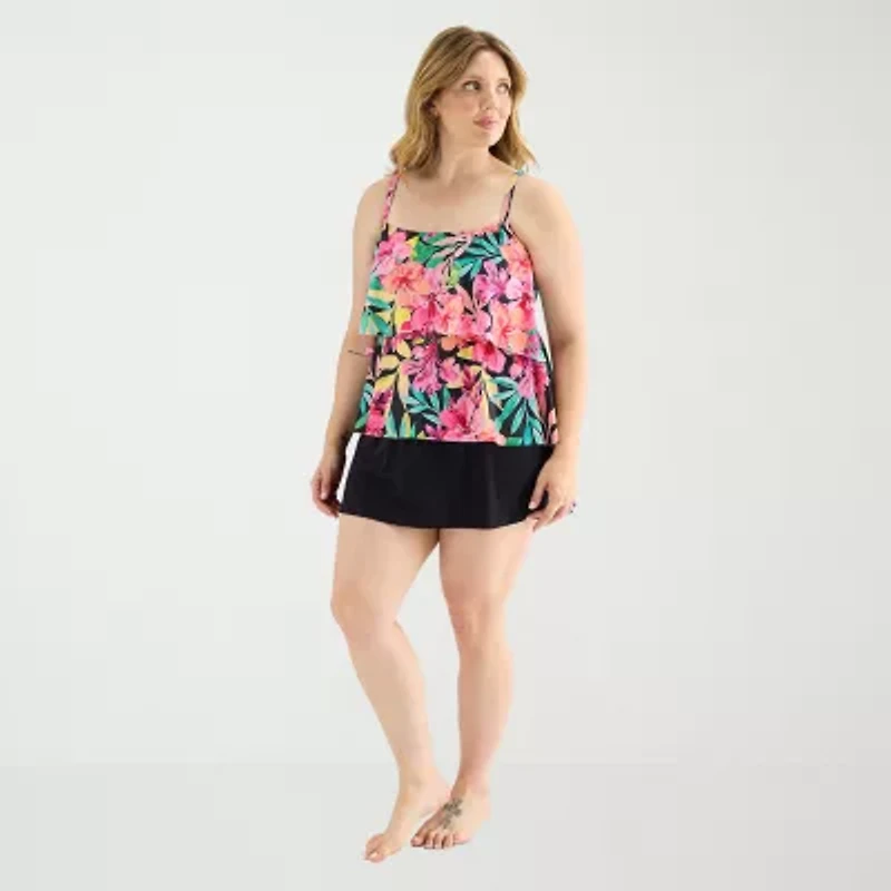 Sonnet Shores Womens Floral Plus Tankini Swimsuit Top