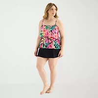 Sonnet Shores Womens Floral Plus Tankini Swimsuit Top