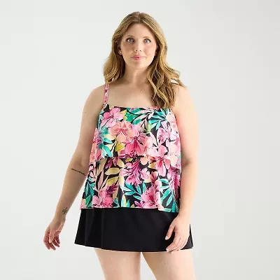 Sonnet Shores Womens Floral Plus Tankini Swimsuit Top