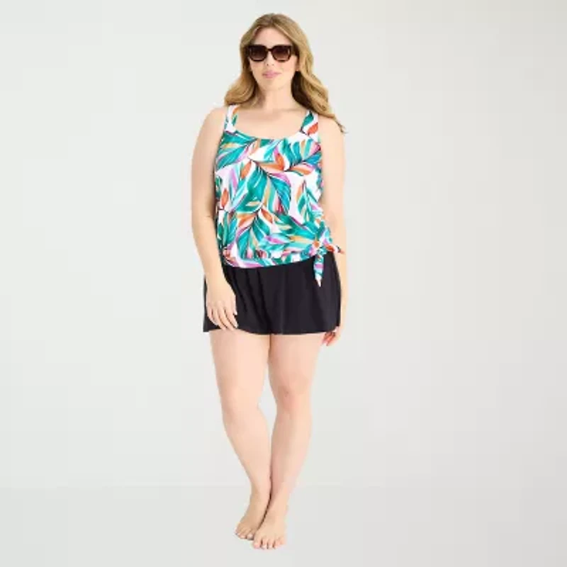 Sonnet Shores Womens Leaf Plus Tankini Swimsuit Top