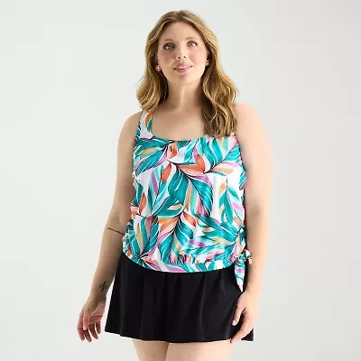 Sonnet Shores Womens Leaf Plus Tankini Swimsuit Top