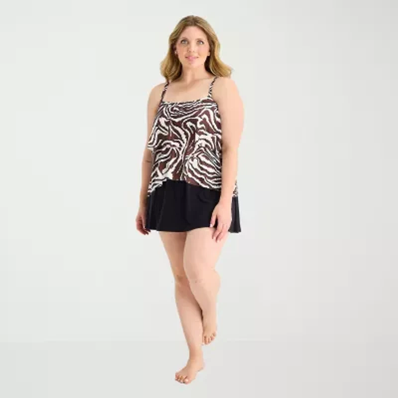 Sonnet Shores Womens Animal Plus Tankini Swimsuit Top