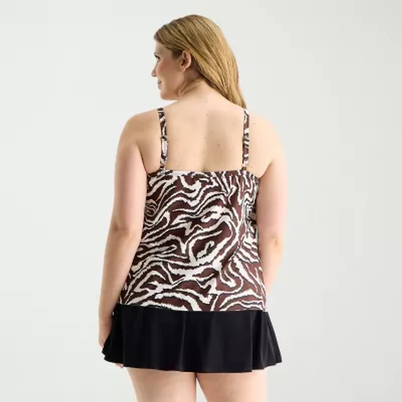 Sonnet Shores Womens Animal Plus Tankini Swimsuit Top