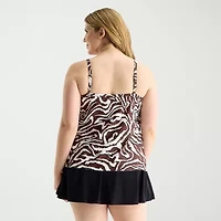 Sonnet Shores Womens Animal Plus Tankini Swimsuit Top
