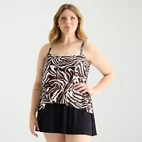 Sonnet Shores Womens Animal Plus Tankini Swimsuit Top