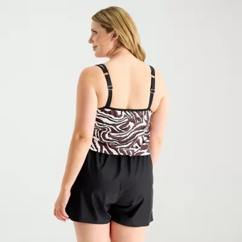 Sonnet Shores Womens Plus Swim Romper