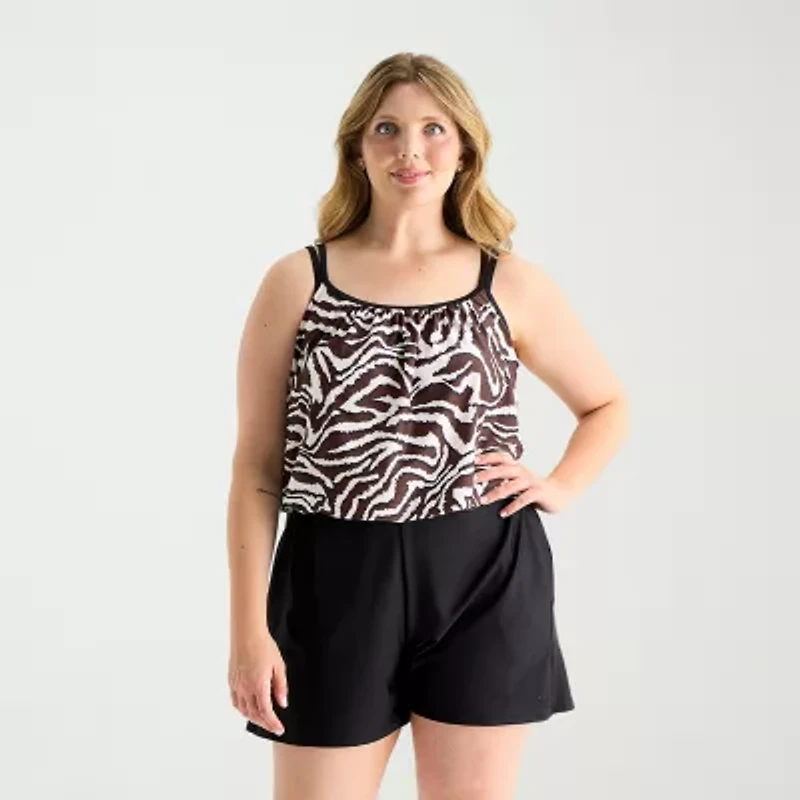 Sonnet Shores Womens Plus Swim Romper