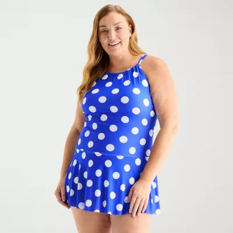 Liz Claiborne Womens Dots Plus Swim Dress