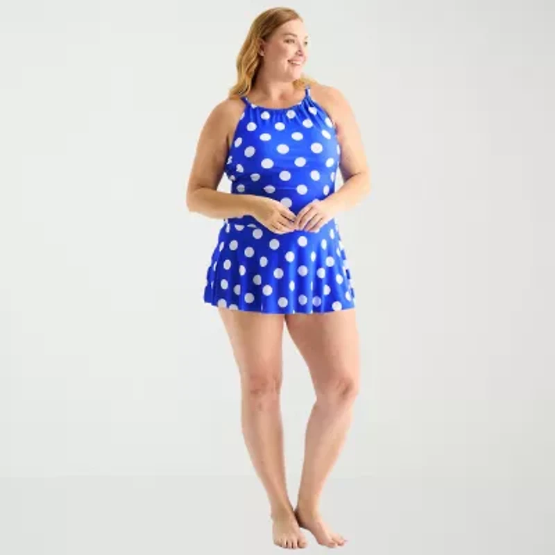 Liz Claiborne Womens Dots Plus Swim Dress