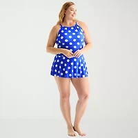Liz Claiborne Womens Dots Plus Swim Dress