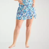 Liz Claiborne Womens Comfort Waistband Patchwork Plus Swim Skirt