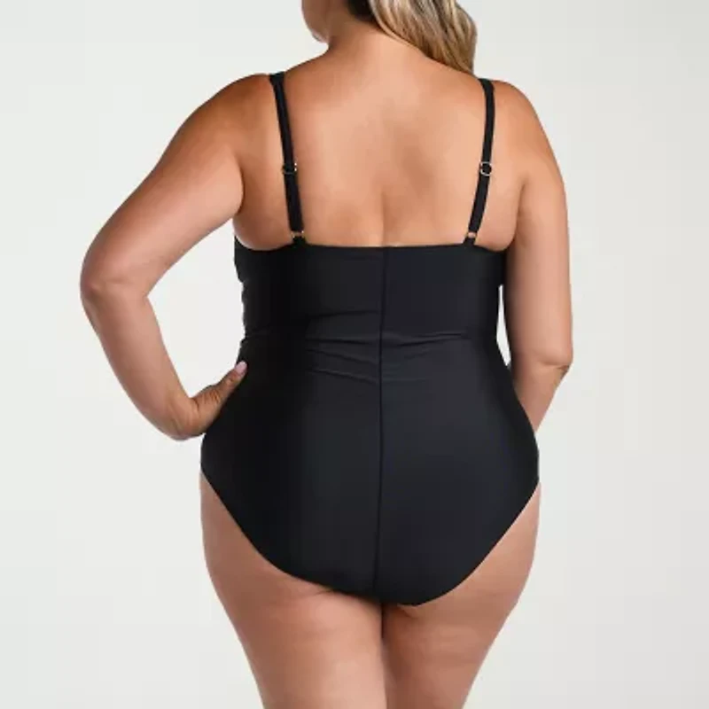 Liz Claiborne Womens Plus One Piece Swimsuit