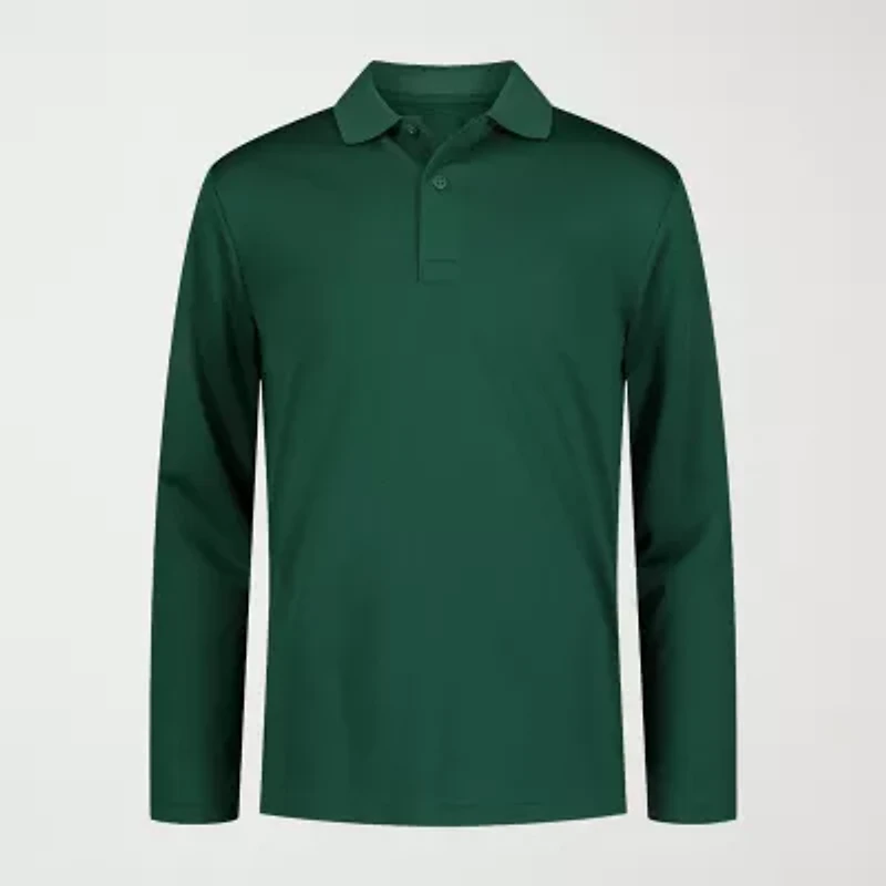 IZOD Little & Big Kid Boys Long Sleeve Regular Fit Wrinkle Resistant Moisture Wicking Polo Shirt