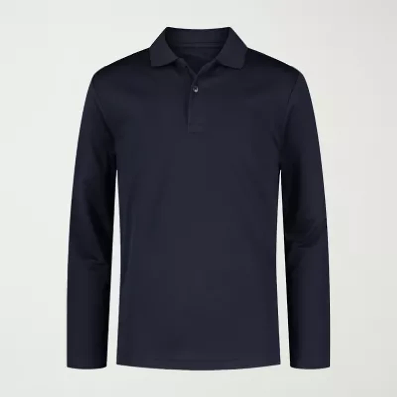 IZOD Little & Big Kid Boys Long Sleeve Regular Fit Wrinkle Resistant Moisture Wicking Polo Shirt