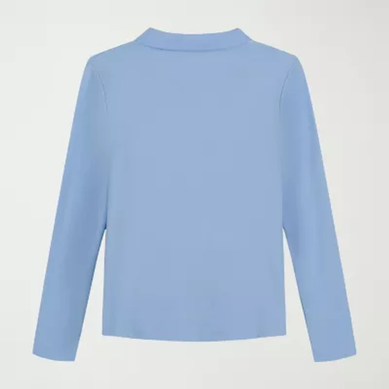 IZOD Little & Big Kid Girls Long Sleeve Regular Fit Stretch Fabric Polo Shirt