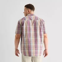 St. John's Bay Everyday Stretch Mens Short Sleeve Classic Fit Big and Tall Button-Down Shirt