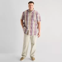 St. John's Bay Everyday Stretch Mens Short Sleeve Classic Fit Big and Tall Button-Down Shirt