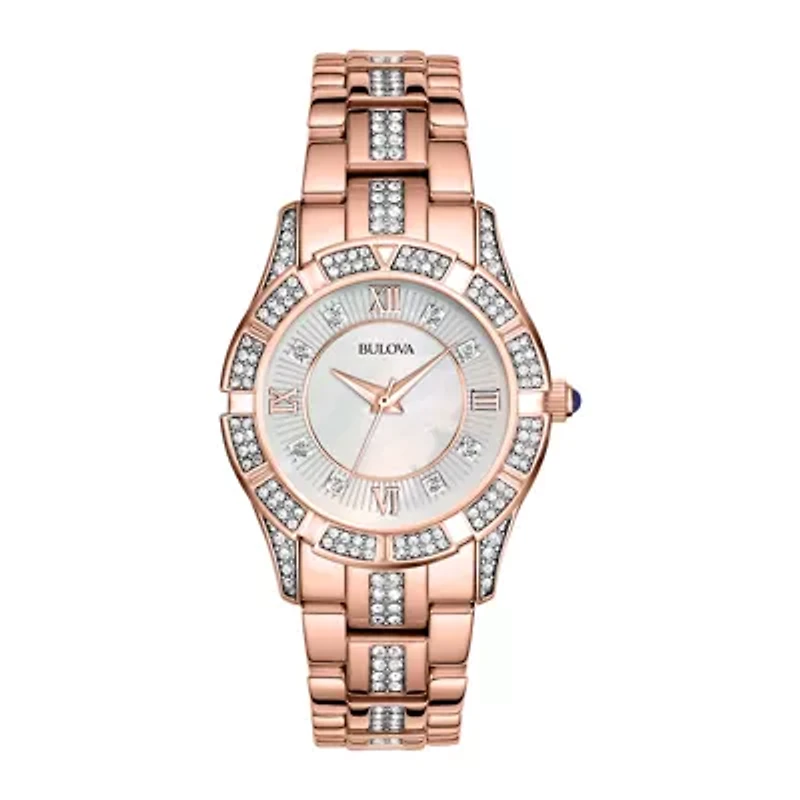 Bulova® Womens Rose-Tone Crystal Accent Watch 98L197