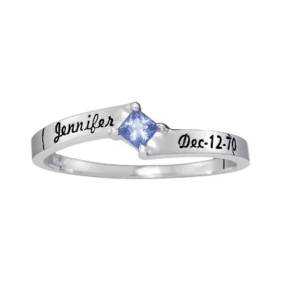 Personalized Womens Simulated 14K Gold Square Stackable Ring