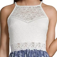 by&by Womens Juniors Sleeveless Floral High-Low Fit + Flare Dress