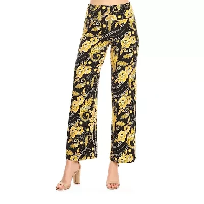 White Mark Womens Mid Rise Wide Leg Palazzo Pant