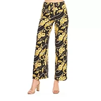 White Mark Womens Mid Rise Wide Leg Palazzo Pant