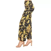 White Mark Womens Mid Rise Wide Leg Palazzo Pant