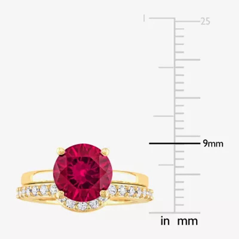 Modern Bride Gemstone Womens Lab Created Red Ruby 10K Gold Bridal Set