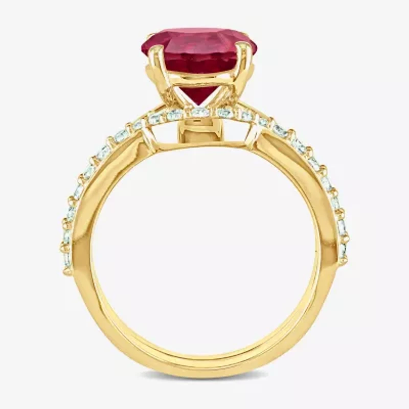 Modern Bride Gemstone Womens Lab Created Red Ruby 10K Gold Bridal Set