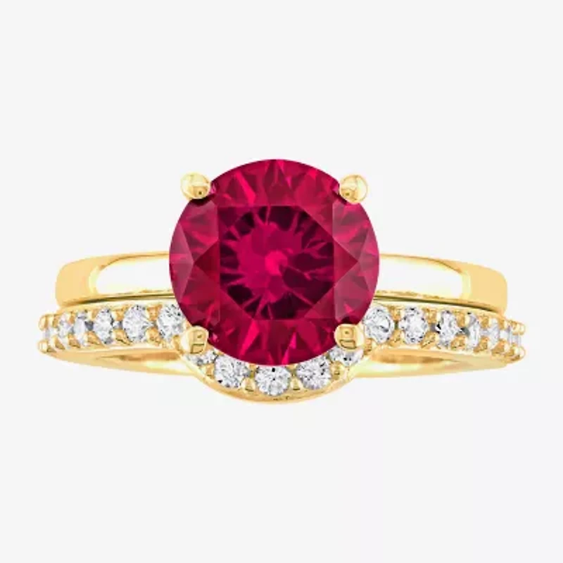 Modern Bride Gemstone Womens Lab Created Red Ruby 10K Gold Bridal Set