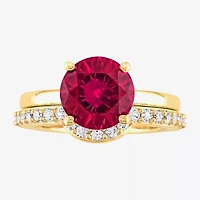 Modern Bride Gemstone Womens Lab Created Red Ruby 10K Gold Bridal Set