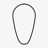 Mens Black Spinel Sterling Silver 22 Inch Tennis Necklace