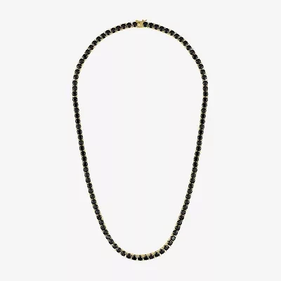 Mens Black Spinel 14K Gold Over Silver 22 Inch Tennis Necklace