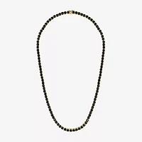 Mens Black Spinel 14K Gold Over Silver 22 Inch Tennis Necklace