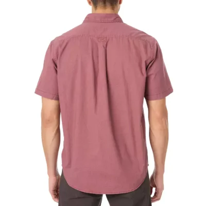 Smiths Workwear Sandwashed Mens Short Sleeve Regular Fit Button-Down Shirt
