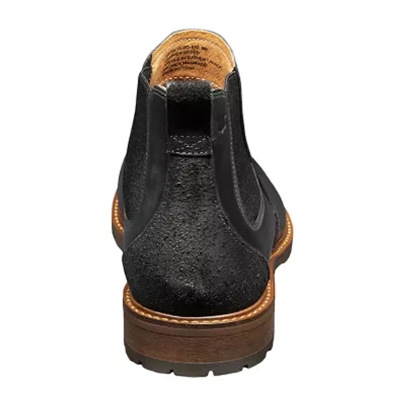 Florsheim Mens Chalet Plain Toe Gore Stacked Heel Chelsea Boots