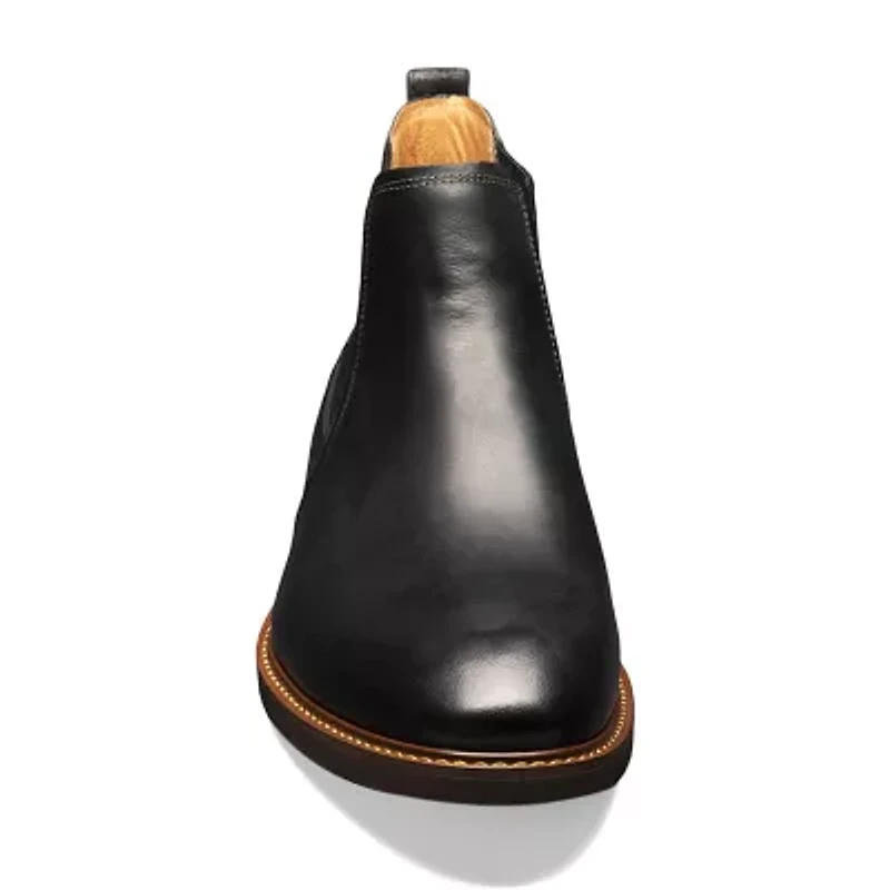 Florsheim Mens Chalet Plain Toe Gore Stacked Heel Chelsea Boots