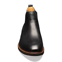 Florsheim Mens Chalet Plain Toe Gore Stacked Heel Chelsea Boots