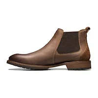 Florsheim Mens Chalet Plain Toe Gore Stacked Heel Chelsea Boots