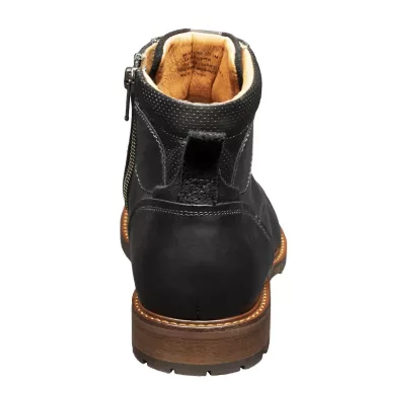 Florsheim Mens Chalet Cap Toe Stacked Heel Lace Up Boots