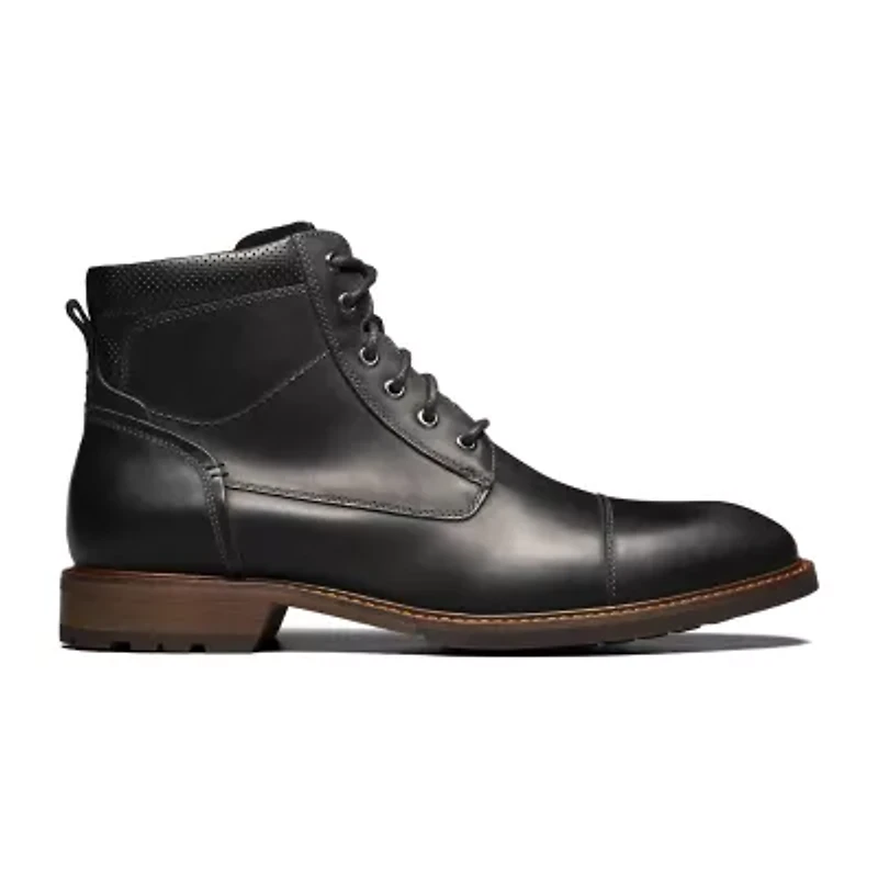 Florsheim Mens Chalet Cap Toe Stacked Heel Lace Up Boots