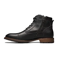 Florsheim Mens Chalet Cap Toe Stacked Heel Lace Up Boots