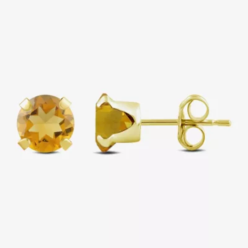 Gemstone 10K Gold 6mm Round Stud Earrings
