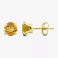 Gemstone 10K Gold 6mm Round Stud Earrings