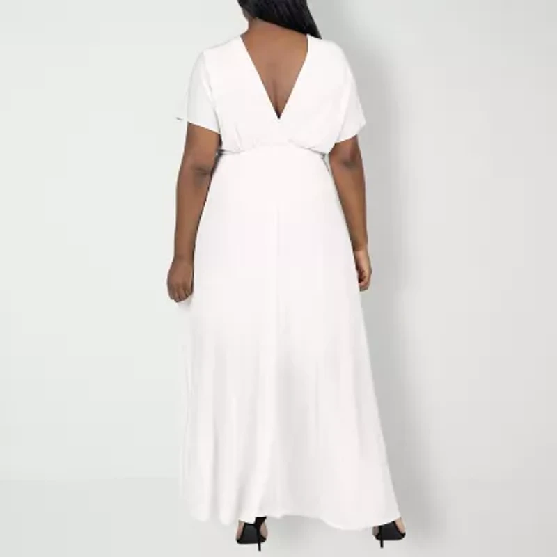 24seven Comfort Apparel Womens Plus Short Sleeve Maxi Dress