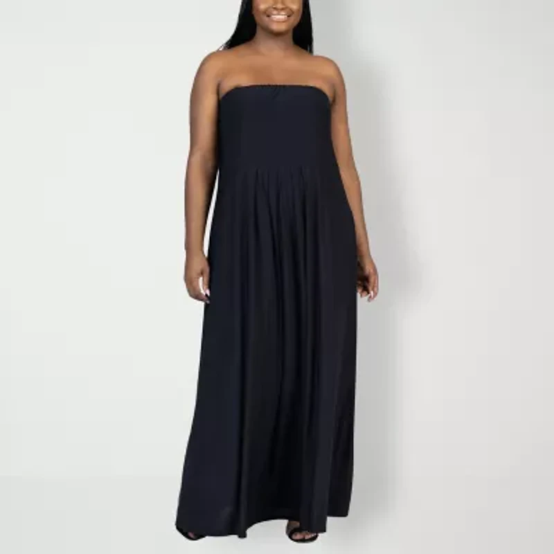 24seven Comfort Apparel Womens Plus Sleeveless Maxi Dress