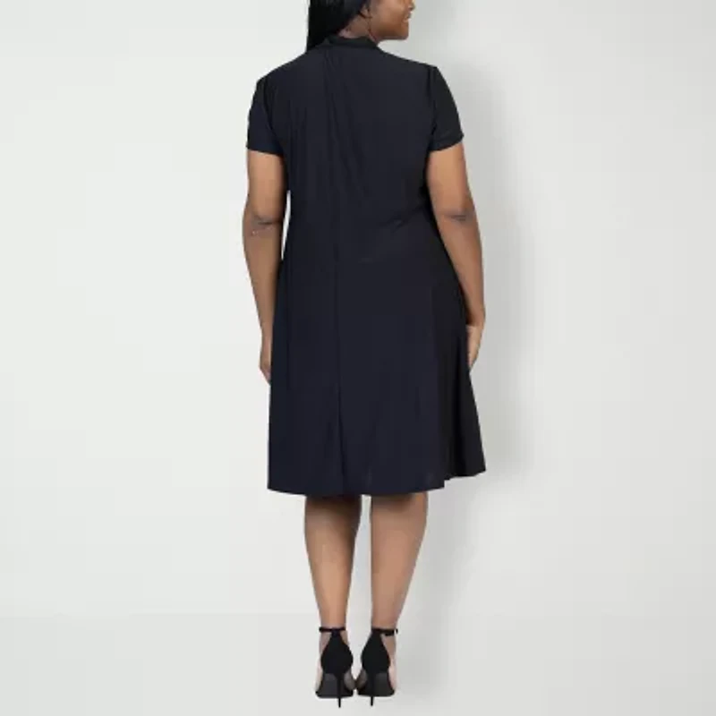 24seven Comfort Apparel Womens Short Sleeve Wrap Dress Plus